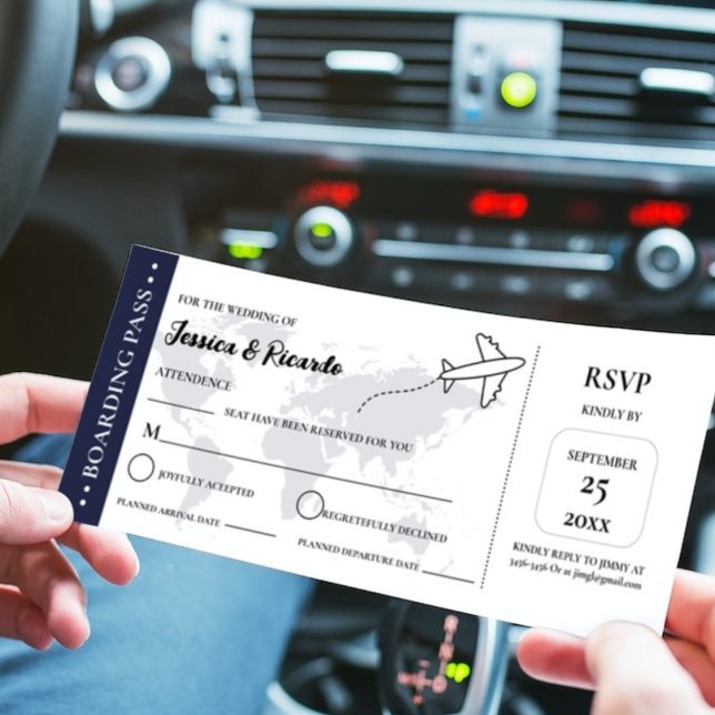 Cartão de embarque RSVP de casamento (Criador carregado)