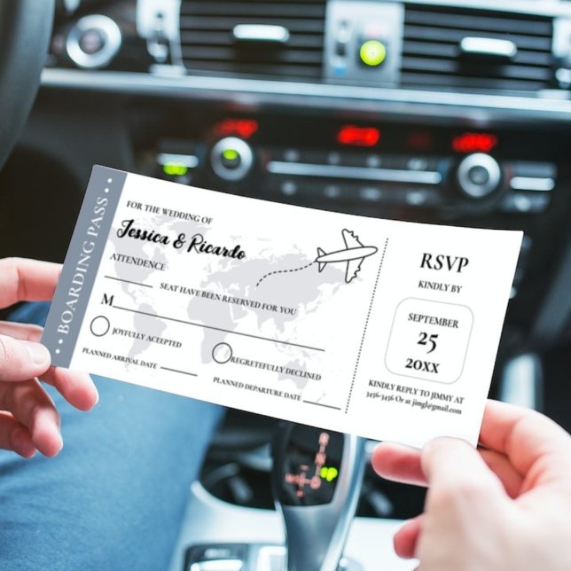 Cartão de embarque RSVP de casamento (Criador carregado)