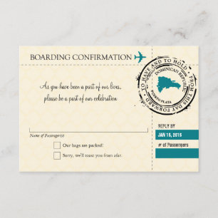 Cartão de Embarque RSVP para a República Dominican