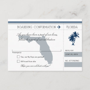 Cartão de Embarque RSVP para Florida Blue and Gray