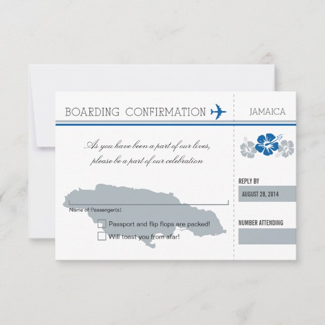 Cartão de Embarque RSVP PARA JAMAICA (Frente)