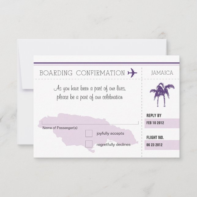 Cartão de Embarque RSVP PARA JAMAICA (Frente)