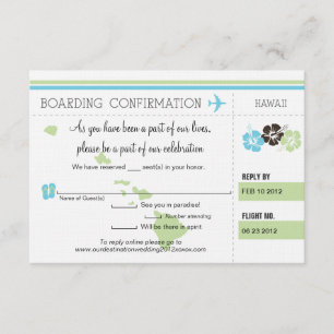 Cartão de Embarque RSVP para o Havaí