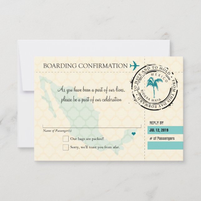 Cartão de Embarque RSVP para o México (Frente)