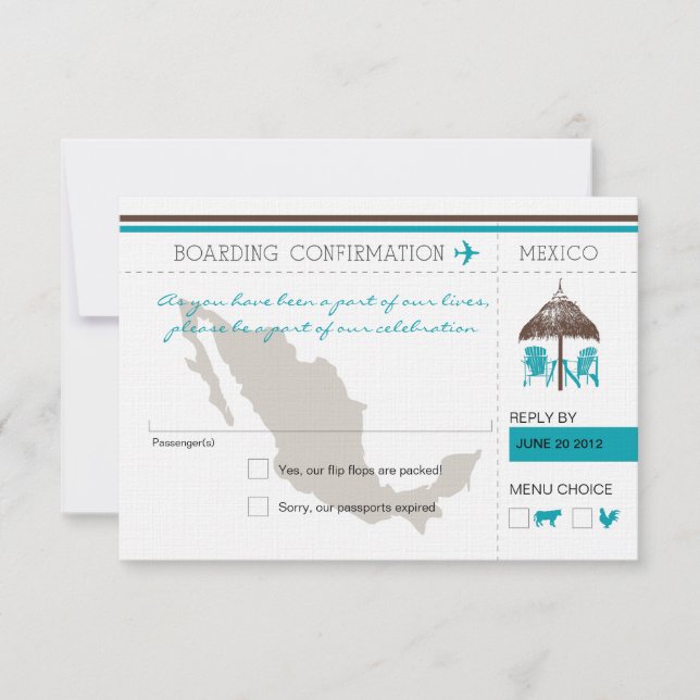 Cartão de Embarque RSVP para o México (Frente)