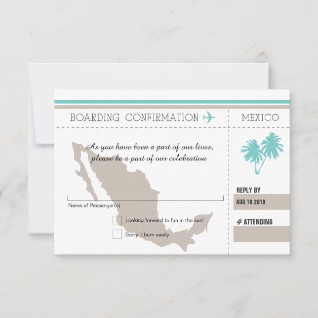 Cartão de Embarque RSVP PARA O MÉXICO (Frente)