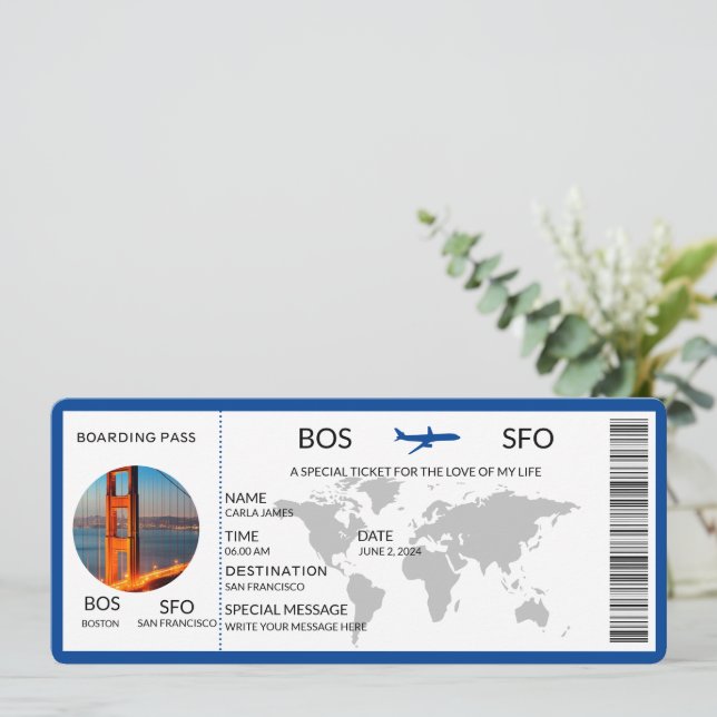 Cartão de Embarque Scratch Surpresa Revelação Viag (Em pé/Frente)