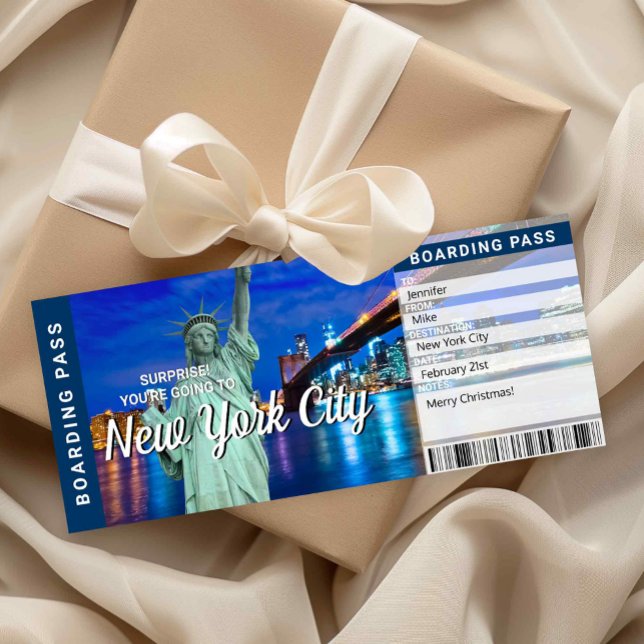 Cartão de Embarque Surpresa da Viagem para Nova Yo (New York City Trip Surprise Boarding Pass)