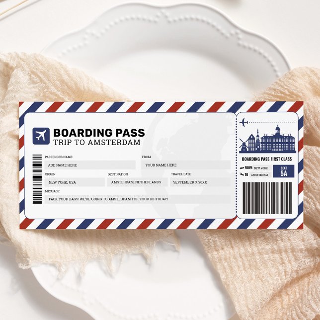 Cartão de Embarque Viagem Amsterdam Passagem de Av (Criador carregado)