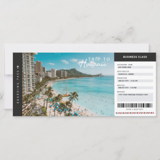 Cartão de Embarque Viagem de Férias para Havaí