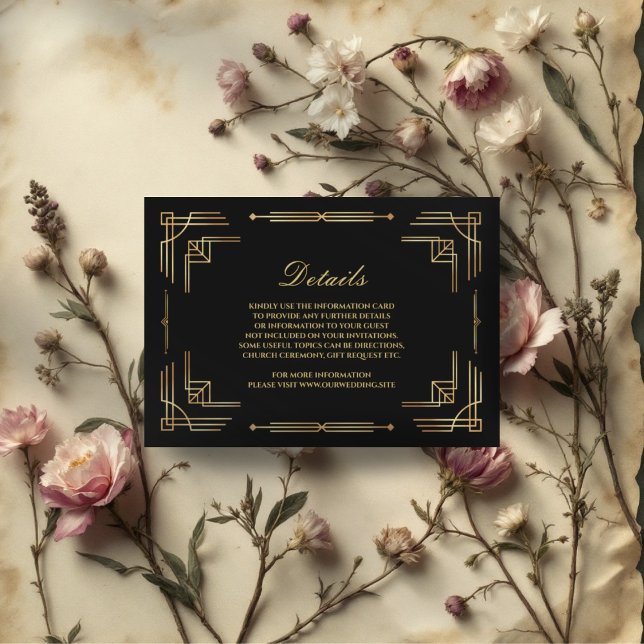 Cartão de encerramento preto de casamento Luxu Art (Criador carregado)