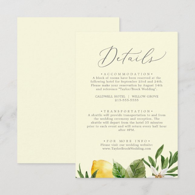 Cartão de Enclausuramento com Detalhes Amarelos de (Frente/Verso)