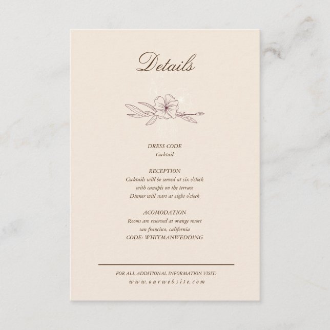 Cartão de Enclausuramento com Detalhes Florais em  (Frente)