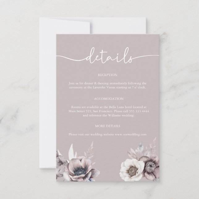 Cartão de Enclausuramento de Casamento Boho Dusty  (Frente)