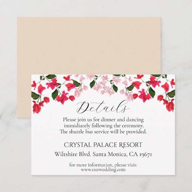 Cartão de Enclausuramento de Casamento com Flor de (Frente/Verso)