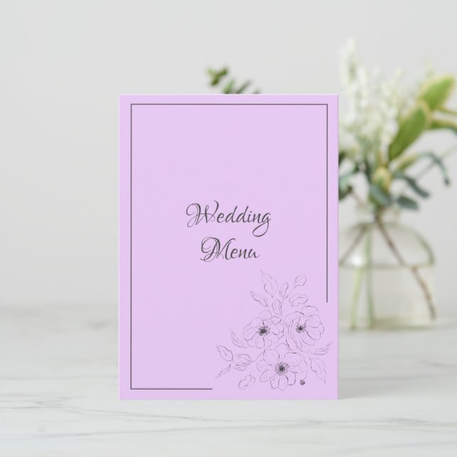 Cartão de Enclausuramento de Menu de Casamento Anê (Em pé/Frente)