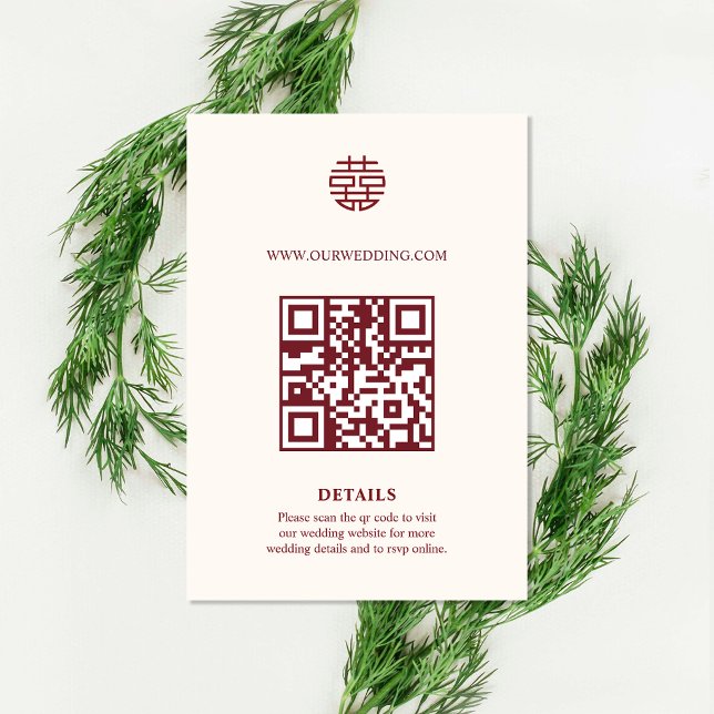 Cartão de Enclosure de Código QR Duplo Xi Casament (Double Xi QR Code Chinese Wedding Enclosure Card)