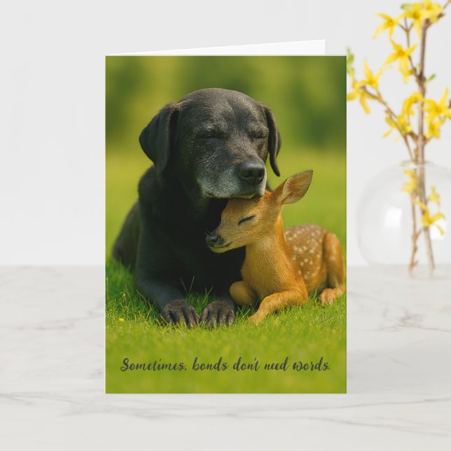 Cartão de Encorajamento de Cachorro Lab Adorável e (Flor Amarela)
