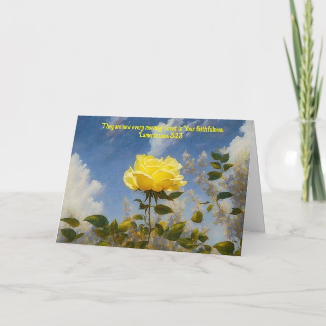 Cartão de Encorajamento de Fé Rosa Amarelo (Frente)