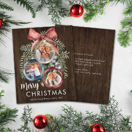 Cartão de Enfeites de natal de Fotografia de Wood