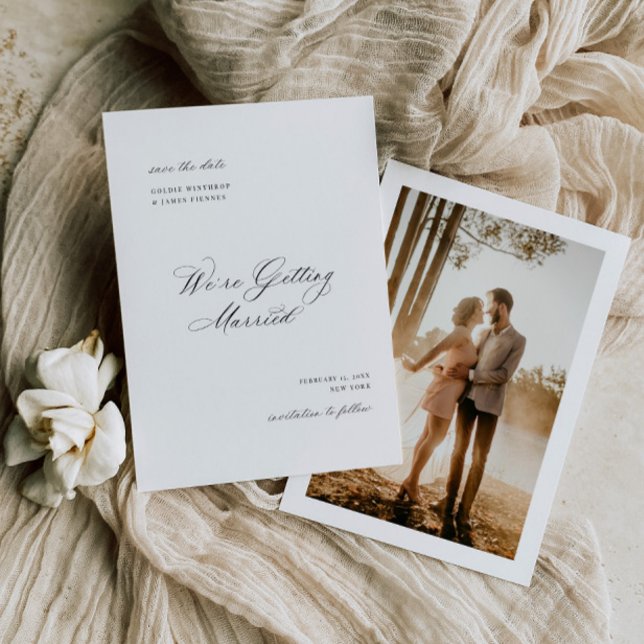 Cartão de Engajamento de Noivado com Foto Formal p (Criador carregado)