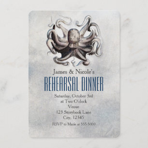 Cartão de ensaio de casamento de praia de Octopus