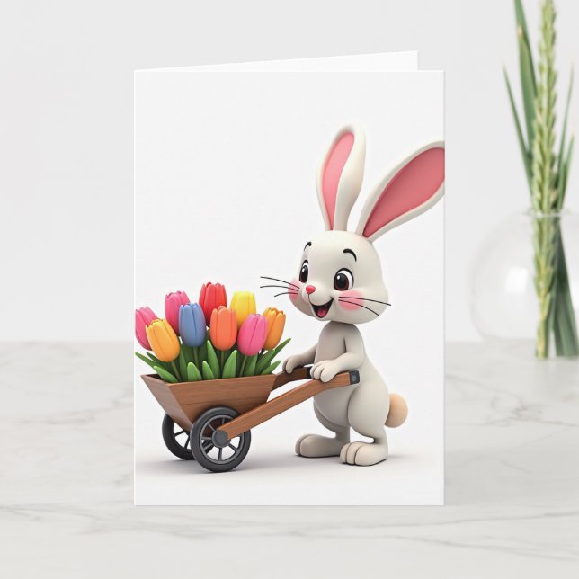 Cartão de Entrega de Flores do Coelho (Frente)