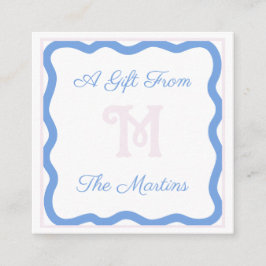 Cartão de Envio Azul/Rosa com Laço Delicado 6,4 cm