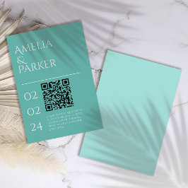 Cartão de Envio de Casamento Verde Minimalista