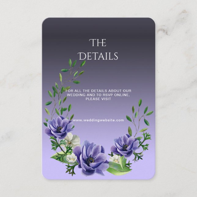 Cartão de Envio de Detalhe de Flores Roxas em Aqua (Frente)