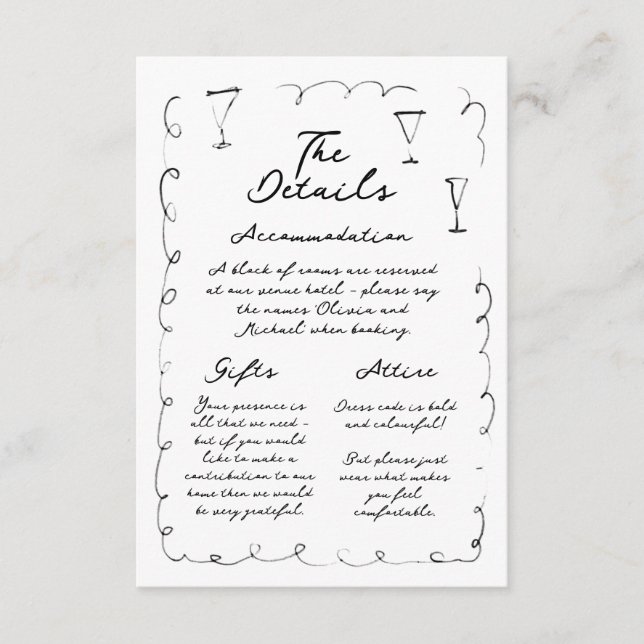 Cartão de Envio de Detalhes Desenhado à Mão Capric (Frente)