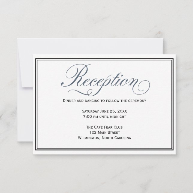 Cartão de Envio de Recepção de Casamento Azul Escu (Frente)