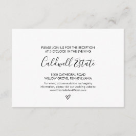 Cartão de Envio de Recepção de Casamento com Coraç