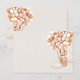 Cartão de Envio em Branco com Balões de Urso Rosa