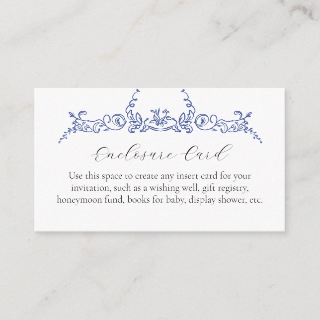 Cartão de Envio Floral Azul Personalizado (Frente)