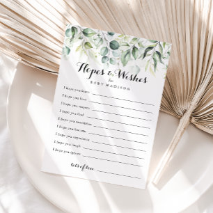 Cartão de Esperanças e Desejos para Chá de Bebê de