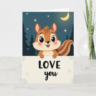Cartão de Esquilo Amor Fofo