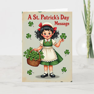 Cartão de Estilo Vintage da Garota Shamrock