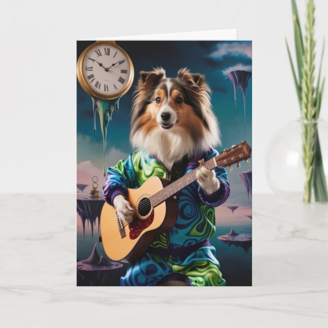 Cartão de Estrela do Rock Sheltie Engraçado (Frente)