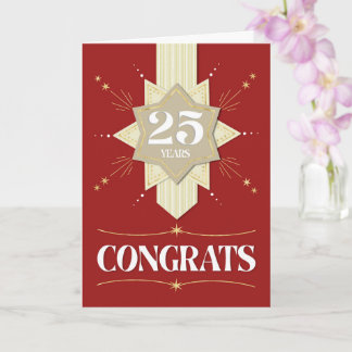 Cartão de Estrelas de 25 de Aniversário do Funcion