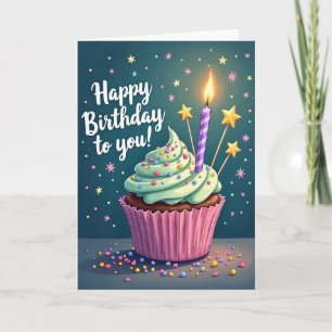Cartão de Estrelas de Desejos de Aniversário