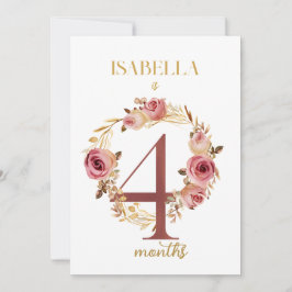 Cartão de Etapa Floral de Primeiro Ano para Bebê