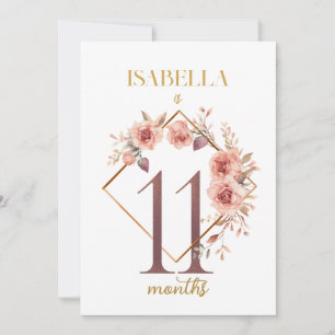 Cartão de Etapa Floral de Primeiro Ano para Bebê