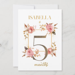 Cartão de Etapa Floral de Primeiro Ano para Bebê