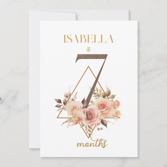 Cartão de Etapa Floral de Primeiro Ano para Bebê (Frente)