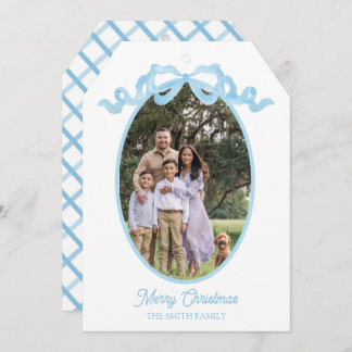 Cartão de Etiqueta de Férias Aquarela com Fita Azu