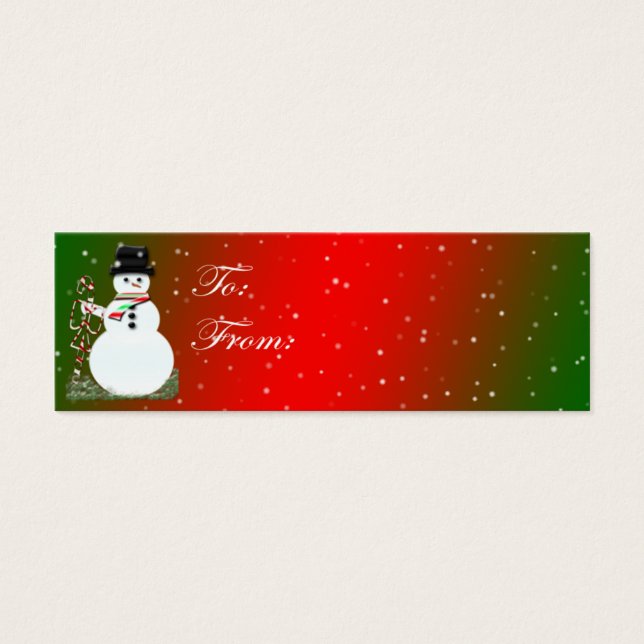Cartão de Etiqueta de Natal Snowman (Frente)