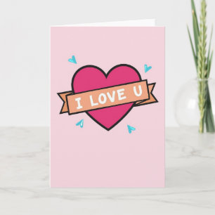 Cartão de Eu Te Amo com Coração Rosa