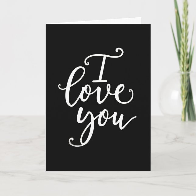 Cartão de Eu Te Amo com Letra de Pincel Minimalist (Frente)