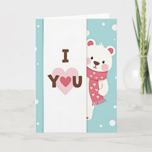 Cartão de Eu Te Amo de Urso Polar Fofo